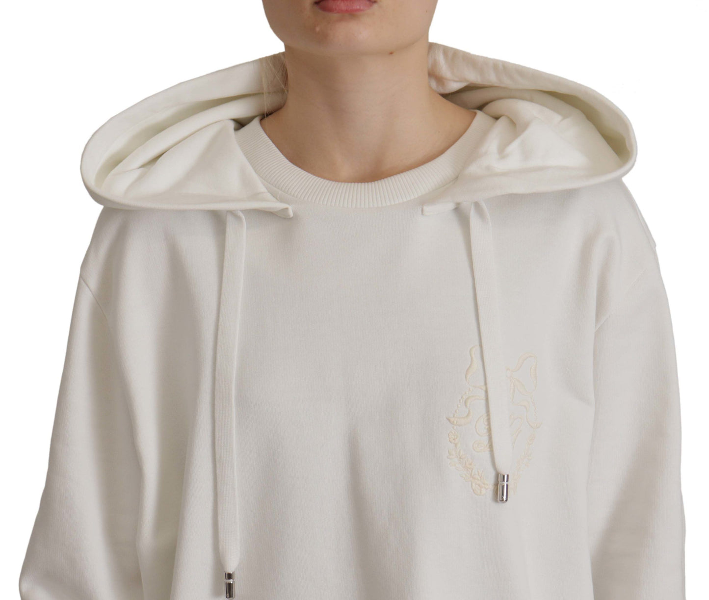 Dolce & Gabbana Chic White Hooded Pullover Sweater