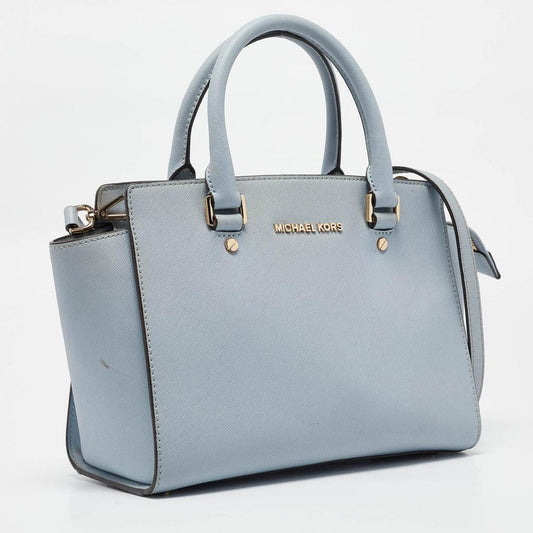 Michael Kors Light Blue Leather Medium Selma Tote