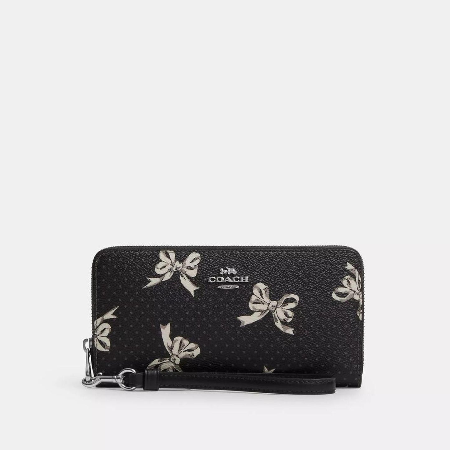 Long Zip Around Wallet With Bow Print