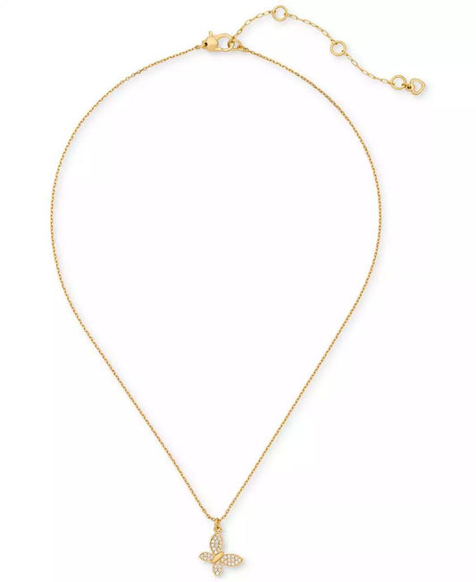 Lucky Charm Gold-Tone Pavé Crystal Butterfly Pendant Necklace, 16" + 3" extender