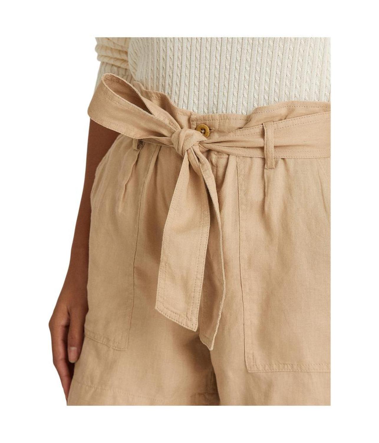 Belted Linen Shorts