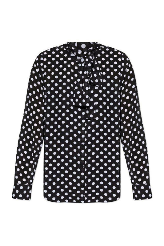 Michael Michael Kors Polka Dot Georgette Tie-Neck Blouse