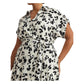 Plus-Size Leaf-Print Belted Crepe Dress