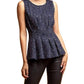 Metallic Peplum Top In Navymotif