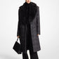 Glen Plaid Silk-Wool Melton and Knitted Mohair Chesterfield Coat