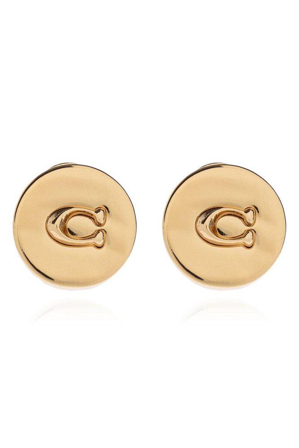 Coach Logo Plaque Stud Earrings