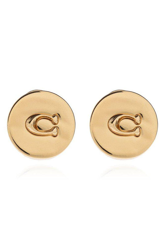 Coach Logo Plaque Stud Earrings