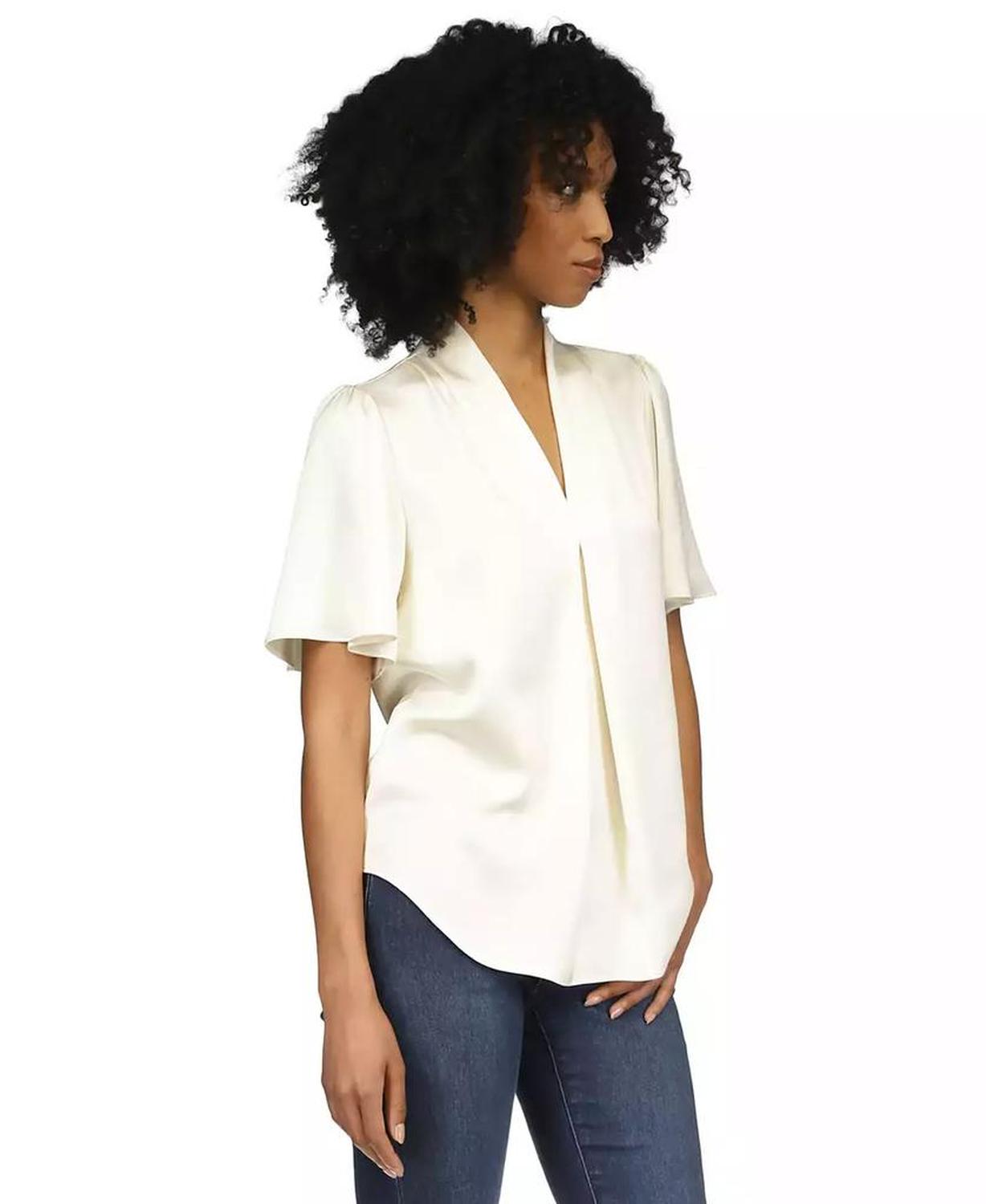 MICHAEL Women's Satin V-Neck Top