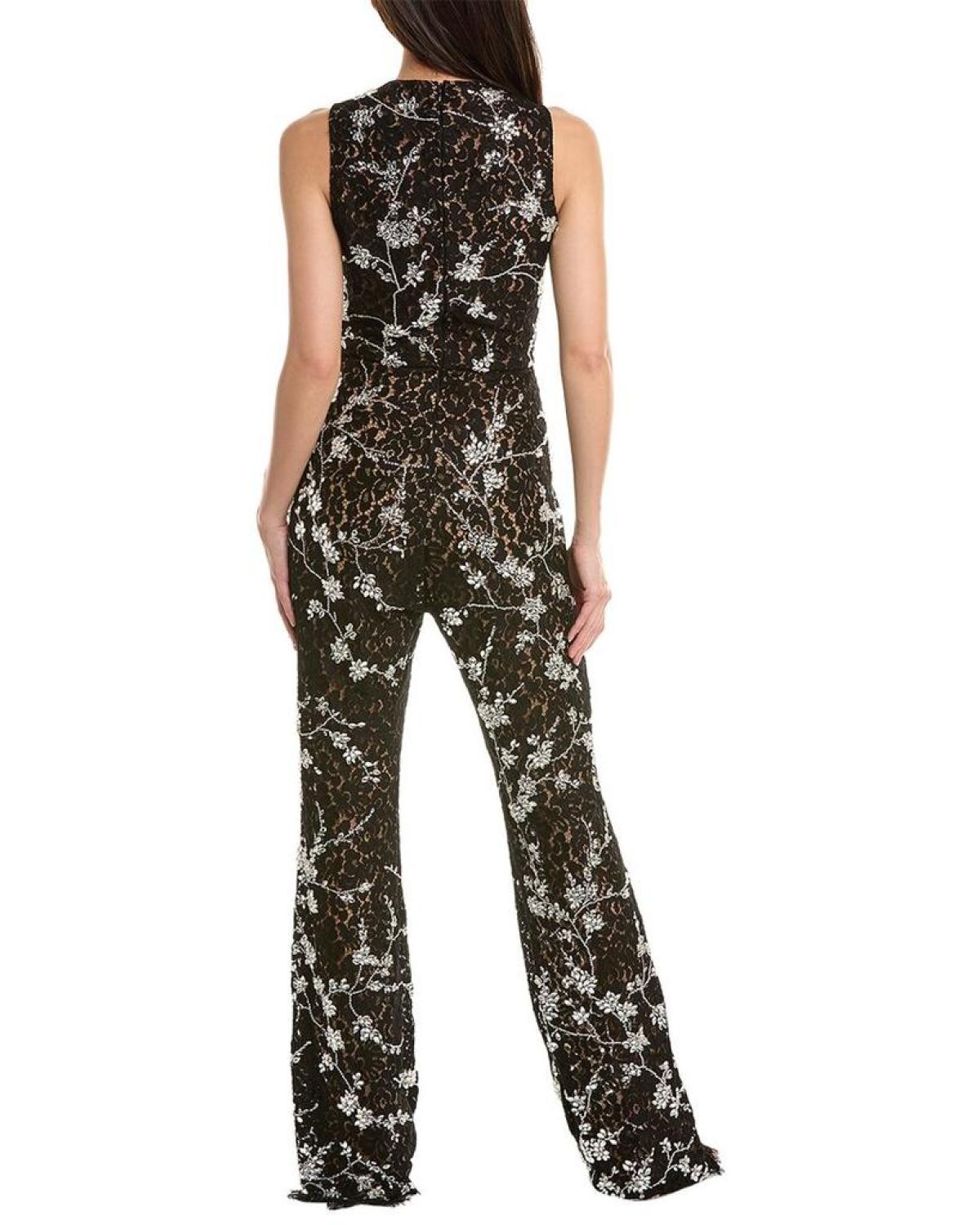 Michael Kors Collection Floral Lace Embellished Jumpsuit