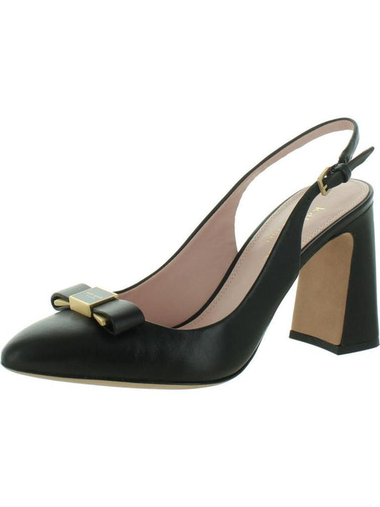 Bowdie Womens Leather Block Heel Slingback Heels