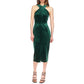 Womens Slit Velvet Halter Dress