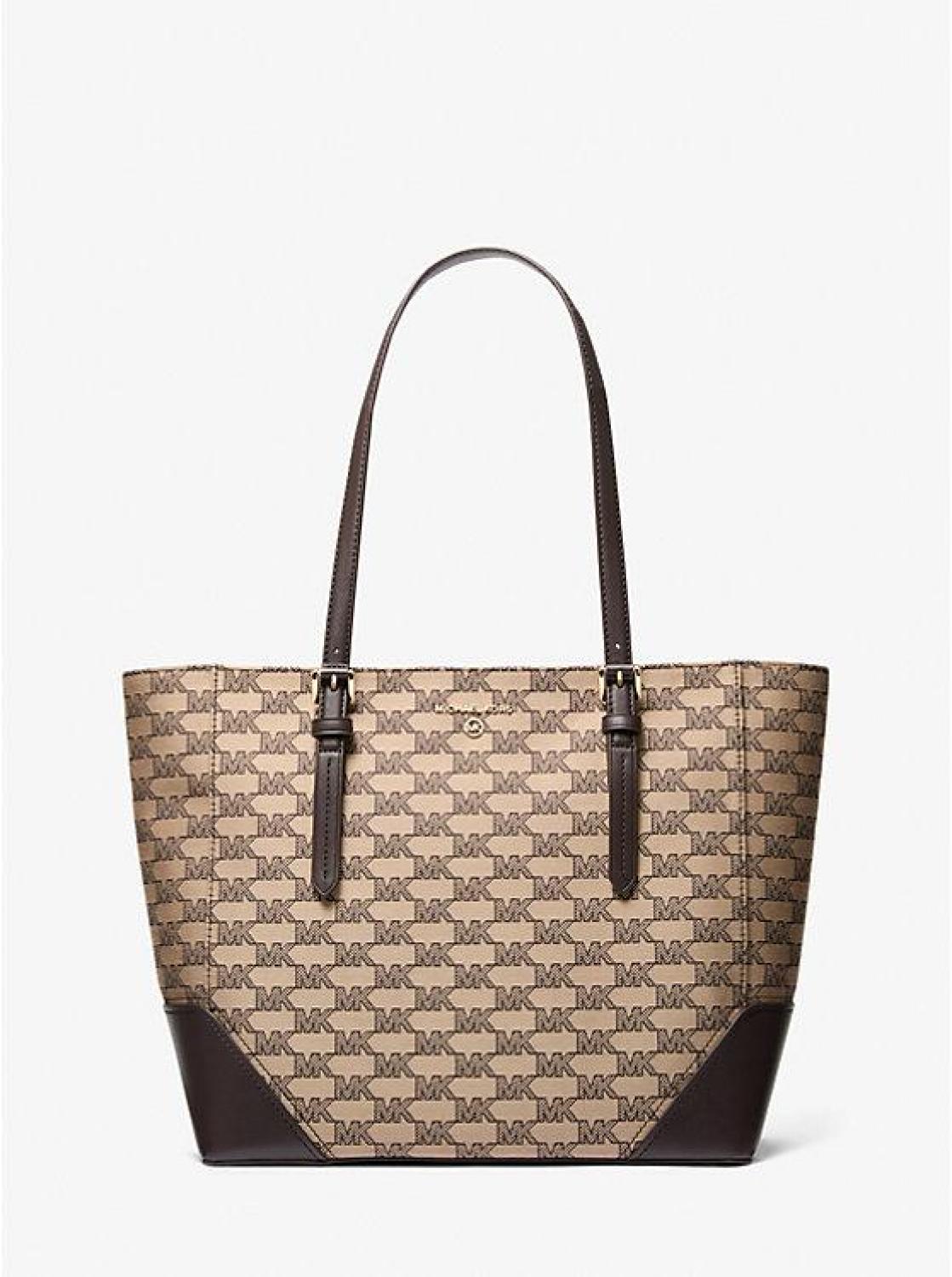 Aria Large Signature Logo Jacquard Tote Bag