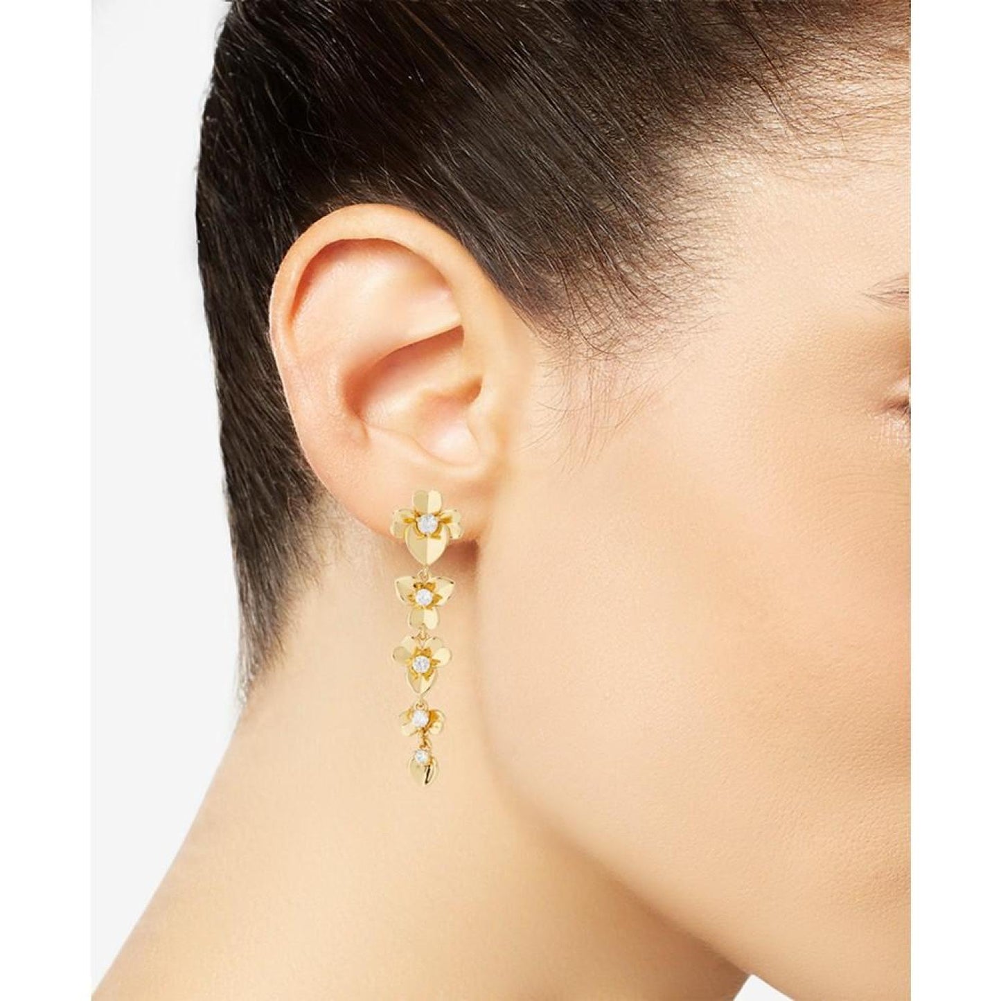 Gold-Tone Precious Pansy Linear Earrings