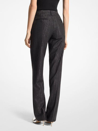 Carolyn Metallic Pinstripe Stretch Wool Trousers