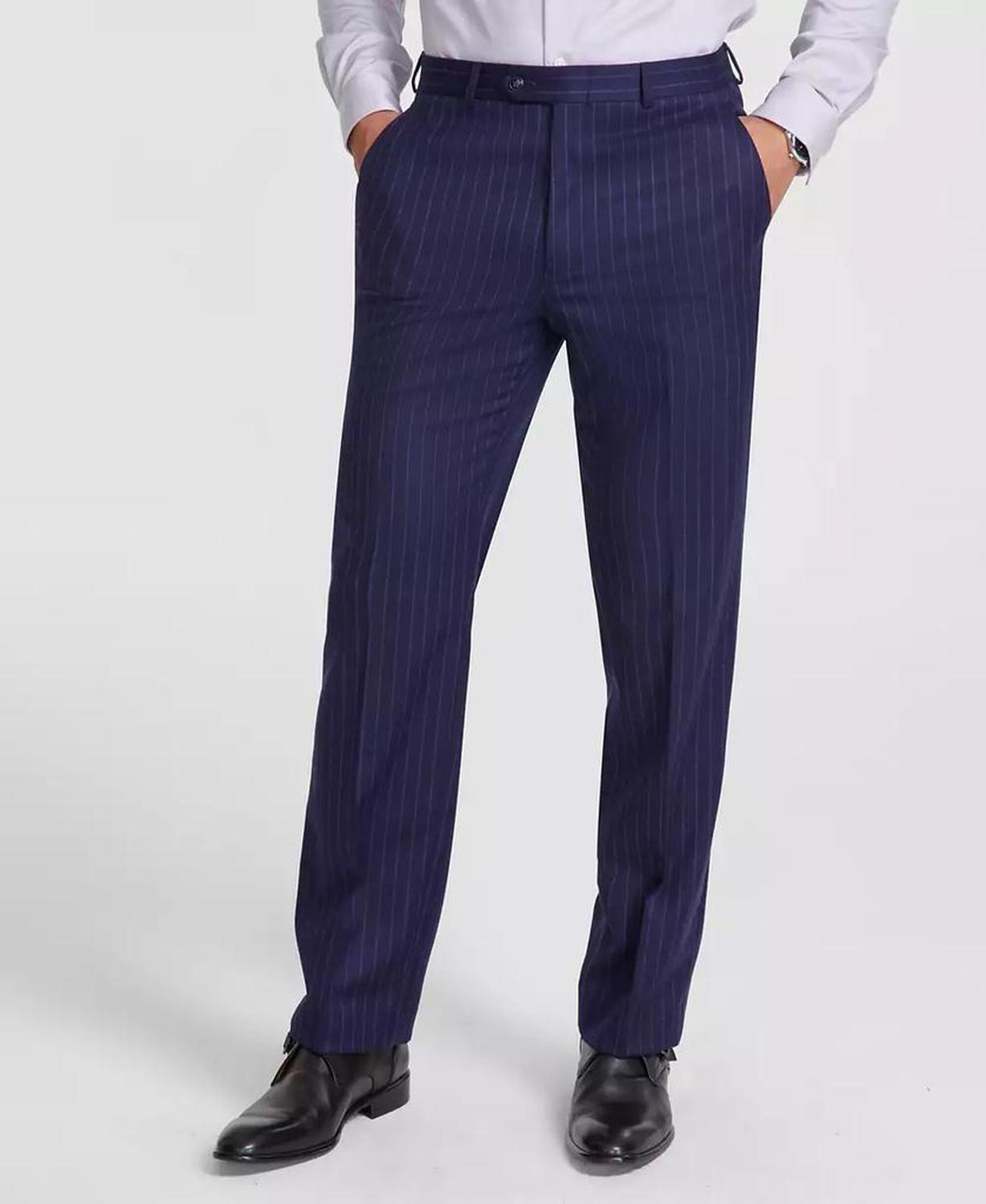 Men's Classic-Fit Pinstripe Wool-Blend Stretch Suit Separate Pants