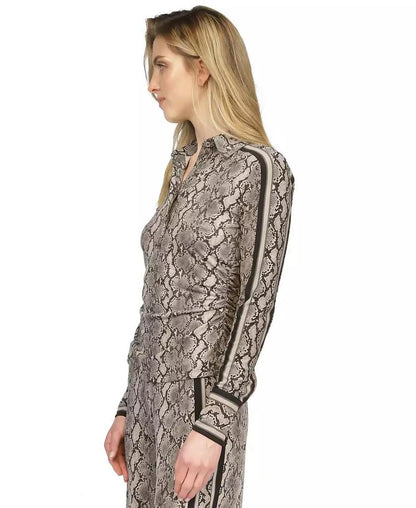 MICHAEL Women's Snake-Print Button Front Top