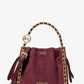 Mina Small Suede Logo Chain Crossbody Bag