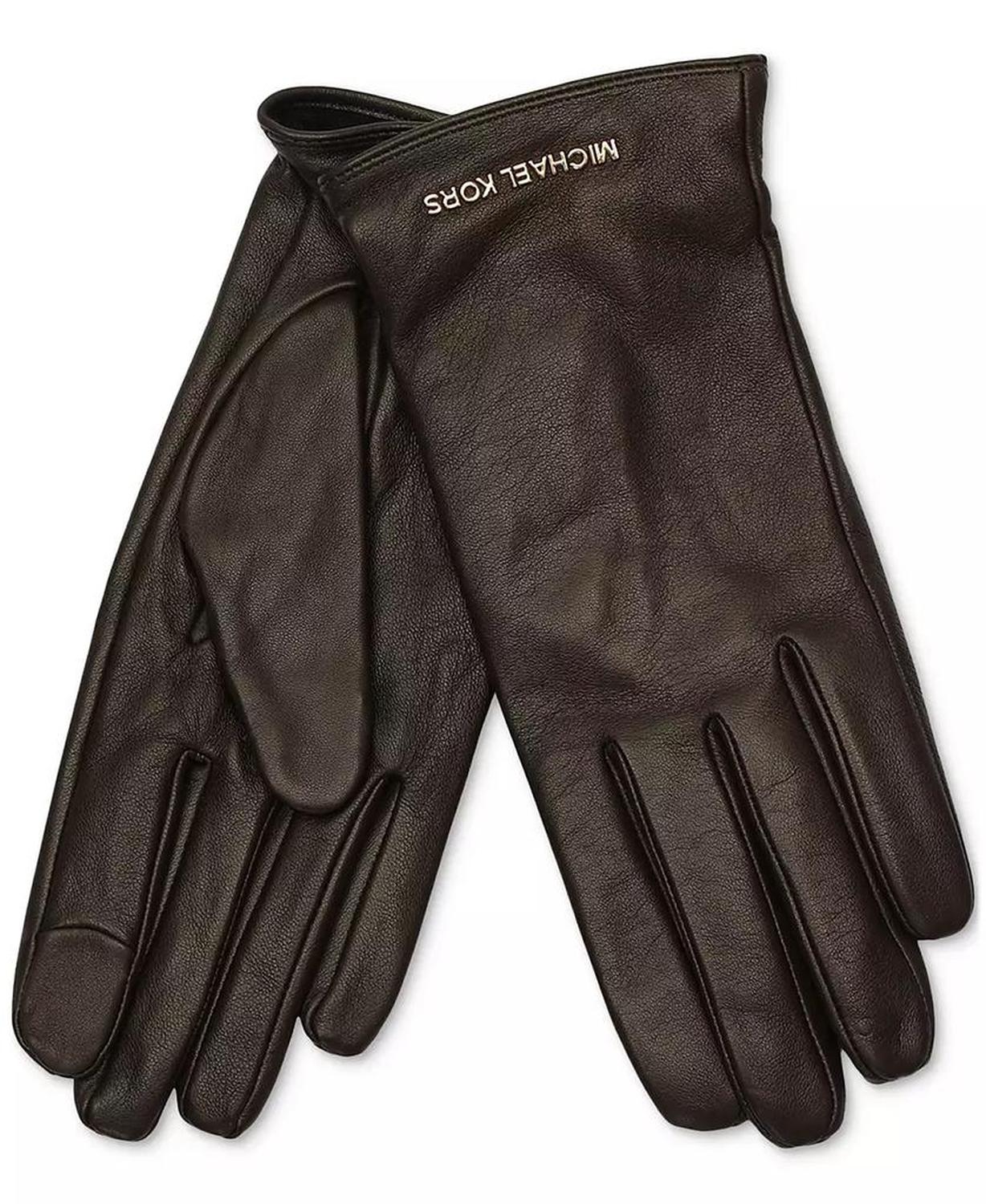 MICHAEL Women's Logo Detail Leather Tech Gloves