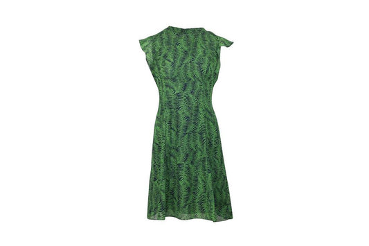 Michael Kors Fern Print Midi Dress in Green Polyester