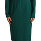 Dolce & Gabbana Emerald Green Midi Sheath Dress with Crystal Brooch