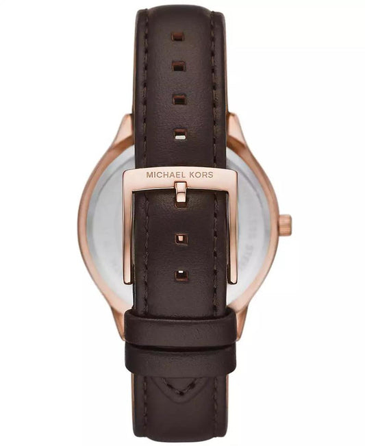 Women's Slim Runway Three-Hand Chocolate Leather Watch 38mm