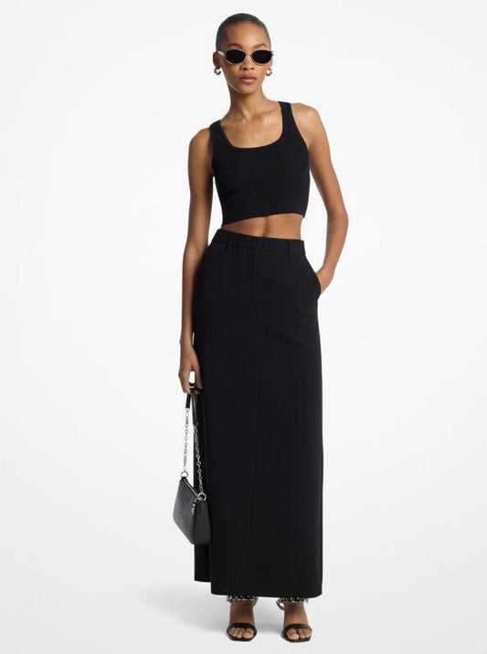 Textured Crepe Trouser Maxi Skirt