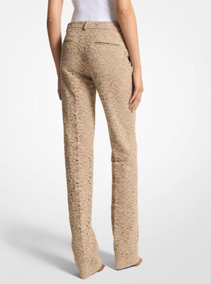 Carolyn Floral Lace Straight-Leg Trousers