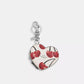 Heart Coin Pouch Bag Charm With Cherry Print