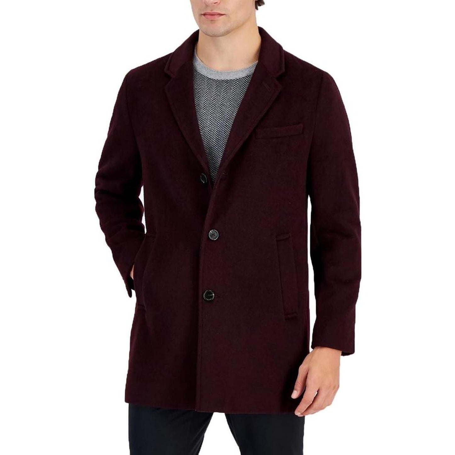 Mens Collared Warm Wool Coat