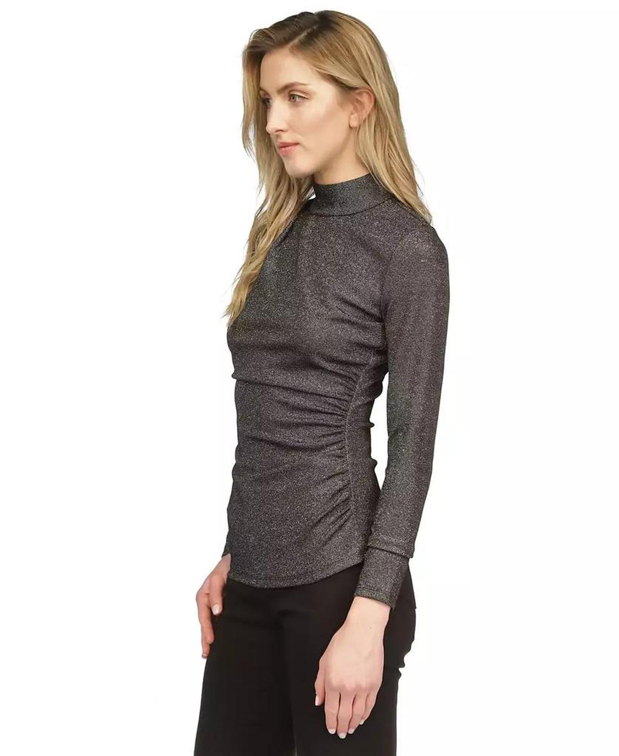 Women's Asymmetrical Ruched Long-Sleeve Top