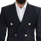 Dolce & Gabbana Elegant Navy Slim-Fit Double Breasted Blazer