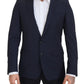 Dolce & Gabbana Elegant Dark Blue Slim Fit Wool Blazer