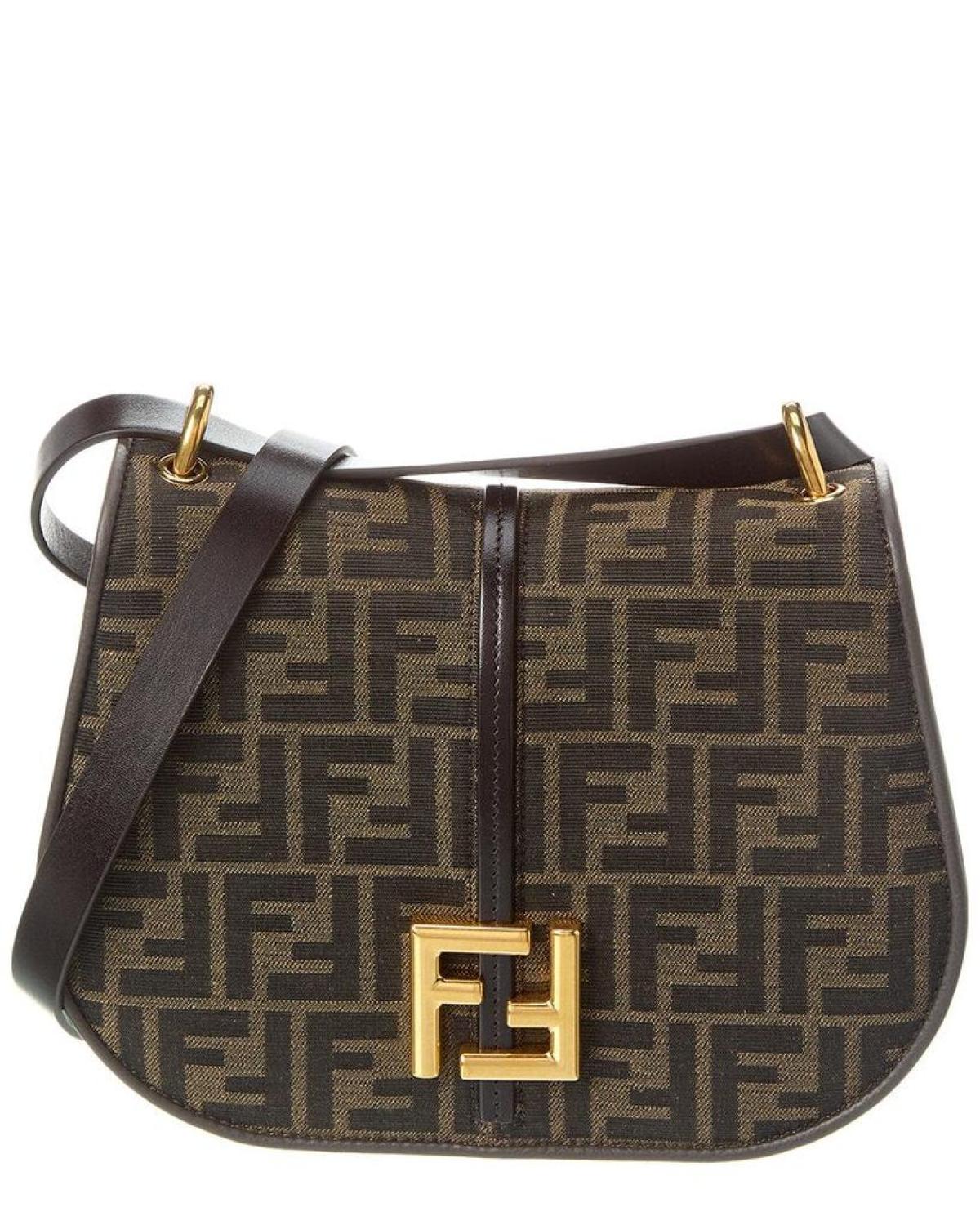 FENDI Cmon Medium FF Jacquard & Leather Shoulder Bag