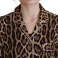 Dolce & Gabbana Elegant Silk Leopard Print Collared Top