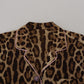 Dolce & Gabbana Elegant Silk Leopard Print Collared Top