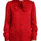 Dolce & Gabbana Elegant Red Ascot Collar Blouse