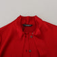 Dolce & Gabbana Elegant Red Ascot Collar Blouse