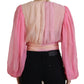 Dolce & Gabbana Silk V-Neckline Wrap Blouse in Pink