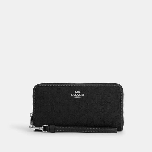 Coach Outlet Long Zip Around Wallet In Signature Jacquard