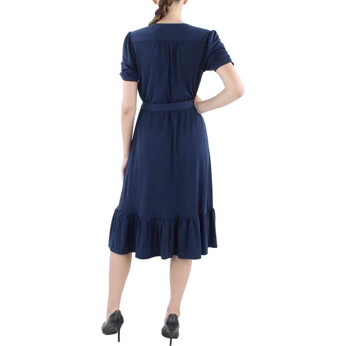 Womens Midi Surplice Midi Dress