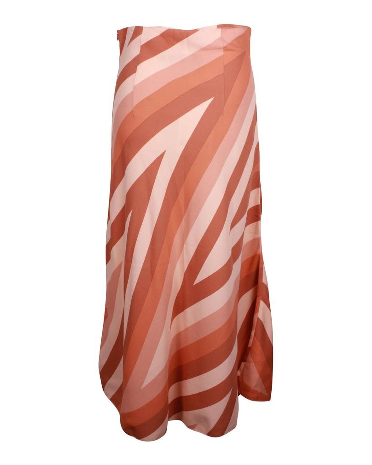 Sportmax Striped Midi Skirt in Peach Silk