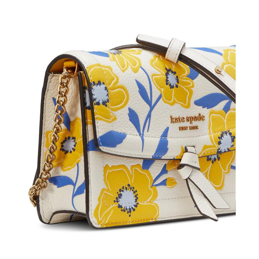 Knott Sunshine Floral Embossed Pebbled Leather Flap Mini Crossbody