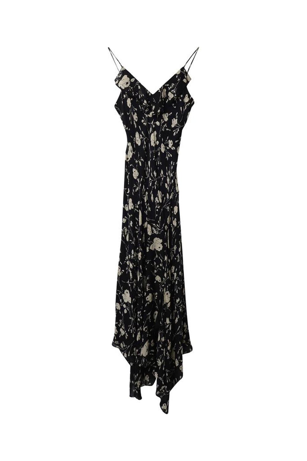 Polo by Ralph Lauren Spaghetti-strap Floral-print Maxi Day Dress in Black Mulberry Silk