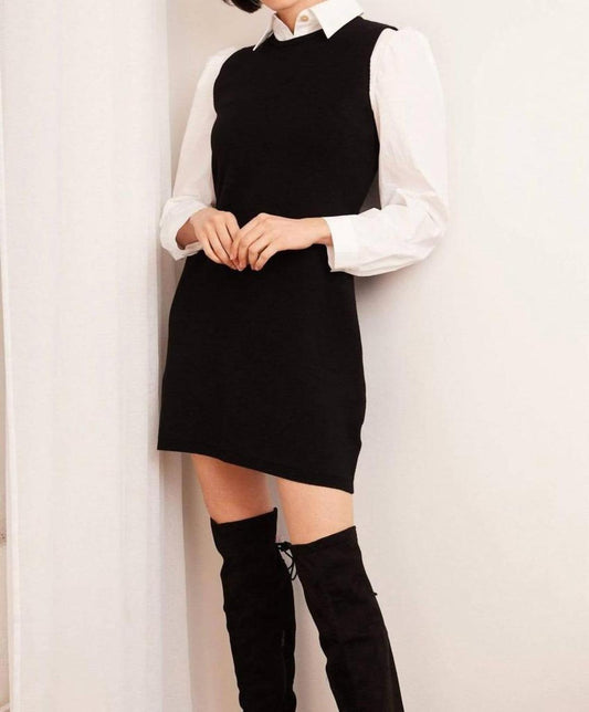 Layered Mini Dress In Black