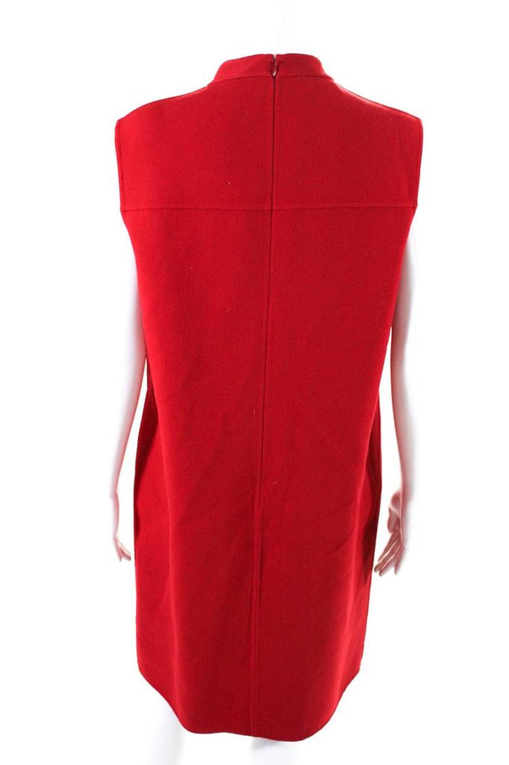 Michael Kors Collection Womens High Neck Sleeveless Shift Dress Red Wool