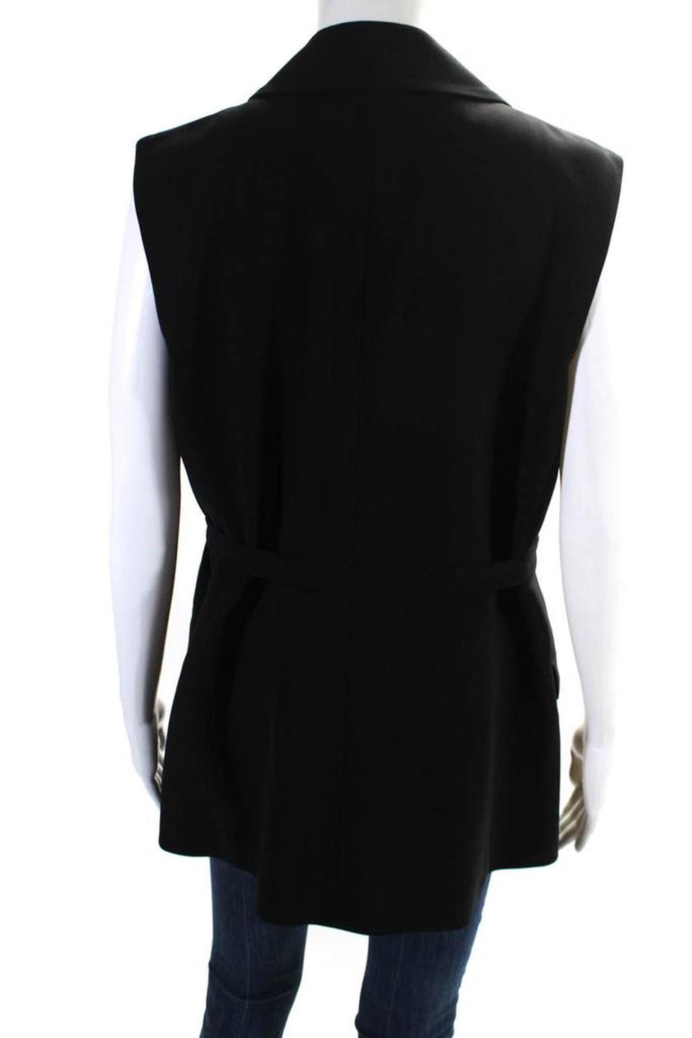 Michael Kors Collection Womens Peak Lapel Wrap Vest Black Wool