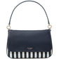 Hudson Striped Canvas Leather Flap Small Shoulder Bag