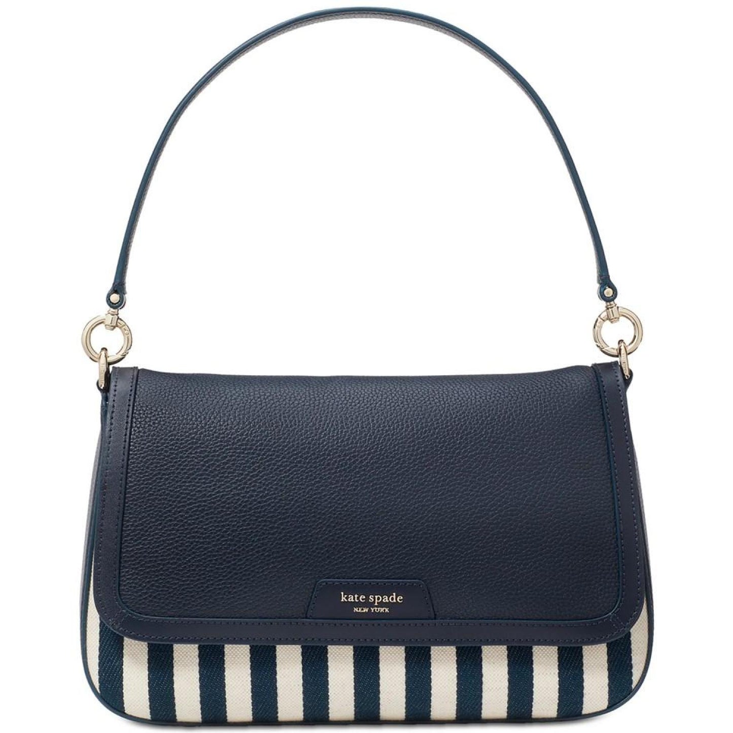 Hudson Striped Canvas Leather Flap Small Shoulder Bag