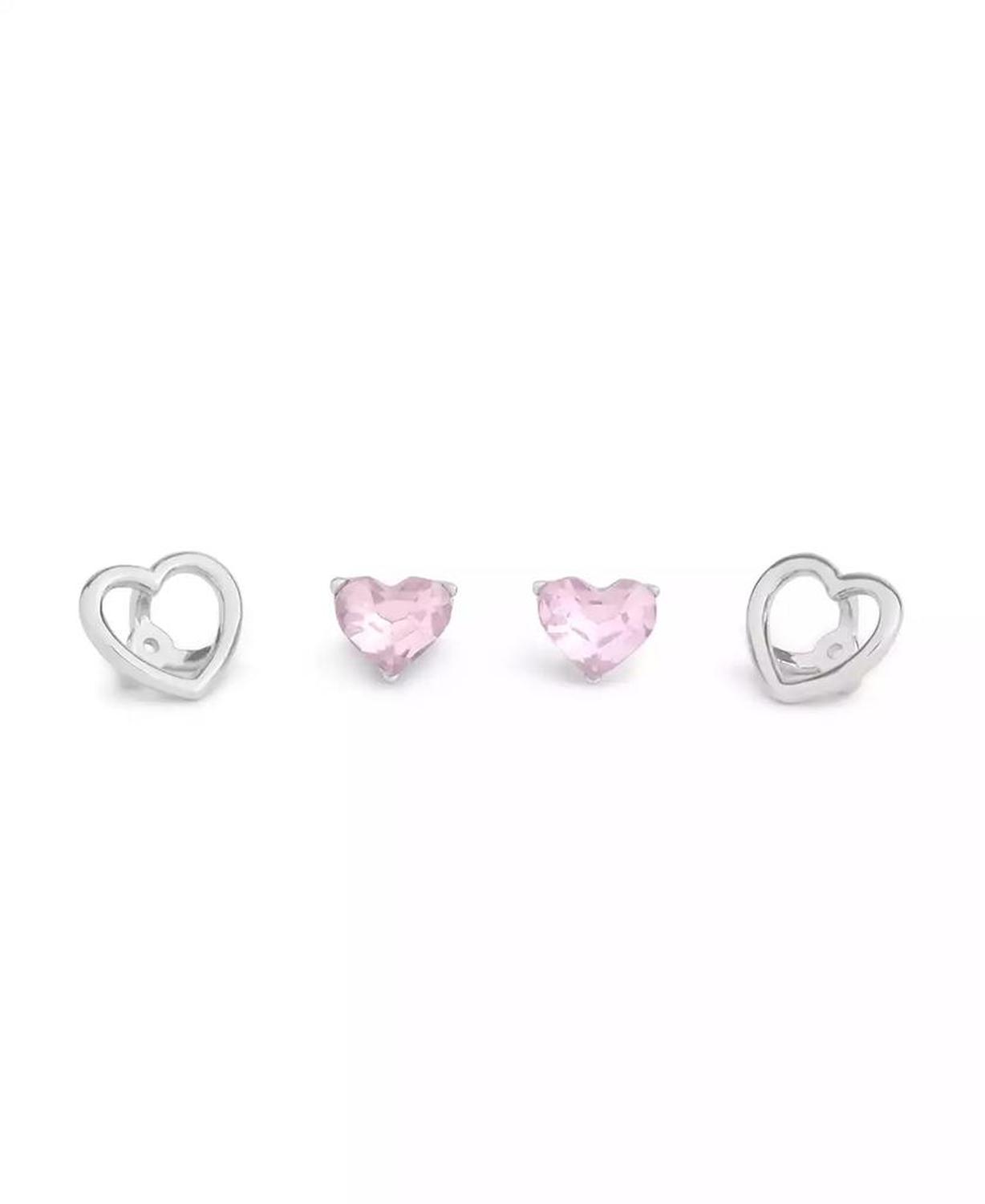 Faux Stone Halo Heart Stud Convertible Earrings