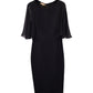 Michael Kors Mid Flounce Sleeve Midi Dress in Black Virgin Wool